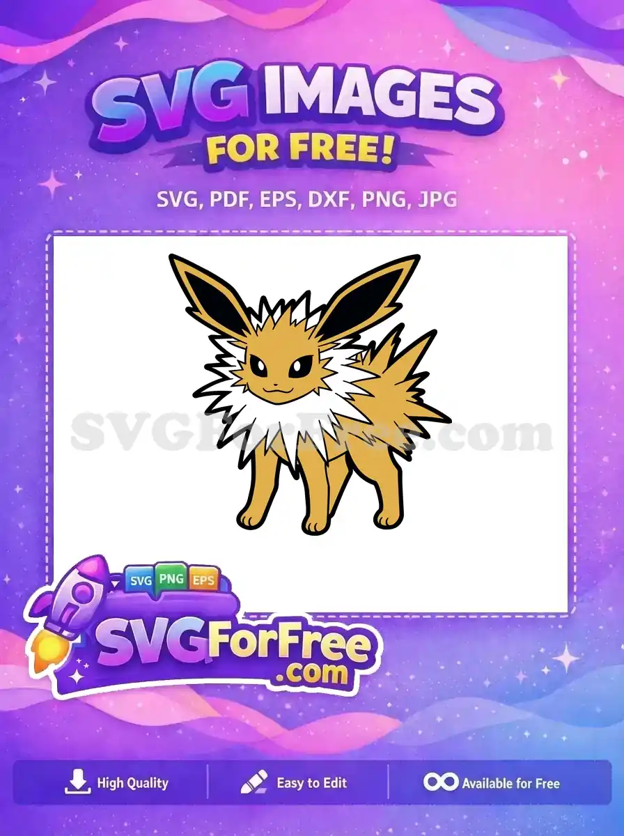 A charming free SVG of Joltik, the electric bug Pokémon, featuring its iconic yellow body and spiky white ruff. Perfect for fans!