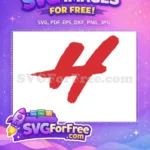 Free Red Stylized Letter H Free Bold Brushstroke Anime Free SVG - Instant Download