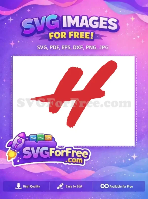 A vibrant red brushstroke free design, resembling a bold letter H or abstract mark, perfect for logos and creative projects.