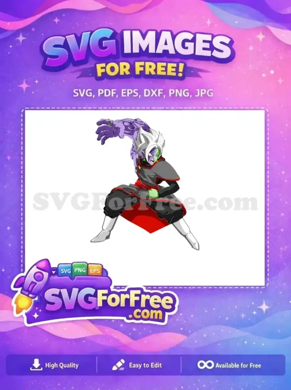 Striking free design of a fierce anime warrior, featuring a corrupted arm and intense expression, ready for battle. A fantastic free vector graphic.