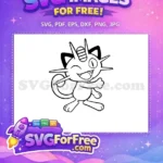 Free Winking Meowth Free Coin Outline Pokemon ANIME Free SVG - Instant Download