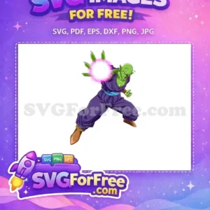 Free Piccolo Energy Blast Design – Unleash Your Creativity Dynamic free design of Piccolo from Dragon Ball Z, charging a vibrant pink energy attack with intense focus.
