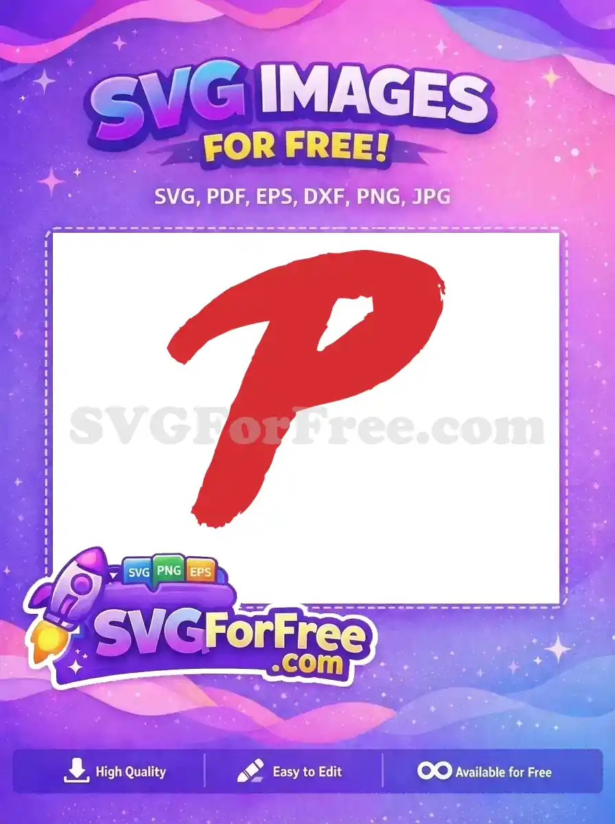 A vibrant red, free brushstroke letter 'P' design, offering a dynamic and artistic free graphic for diverse projects.