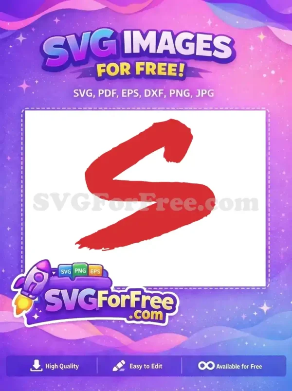 A vibrant red, hand-drawn brush stroke design, offered as a free SVG. Ideal for creative graphic projects.