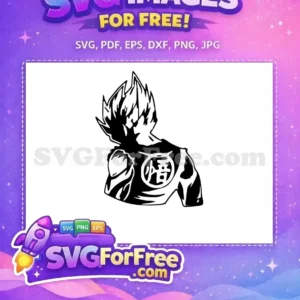 Dynamic free anime design featuring Goku's iconic spiky hair and spirit kanji. Get this free SVG now!