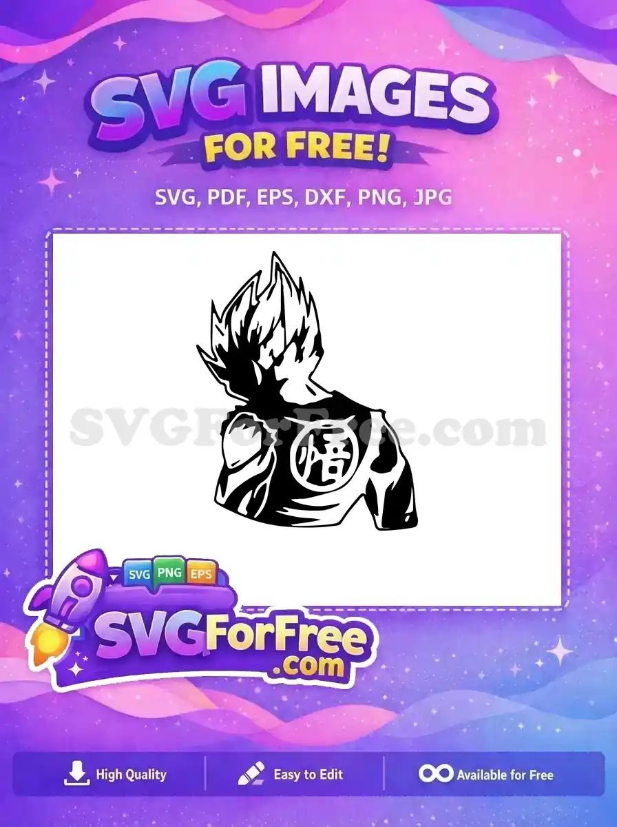 Dynamic free anime design featuring Goku's iconic spiky hair and spirit kanji. Get this free SVG now!