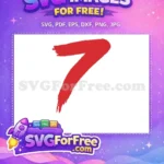 Free Red Brushstroke Free Lucky Number Seven Anime Free SVG - Instant Download