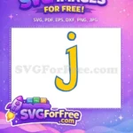 Free Yellow J Free Blue Outline Anime Alphabet Free SVG - Instant Download