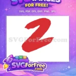 Free Bold Red Number Two Free Hand-drawn Style Dynamic Anime Art Free SVG - Instant Download