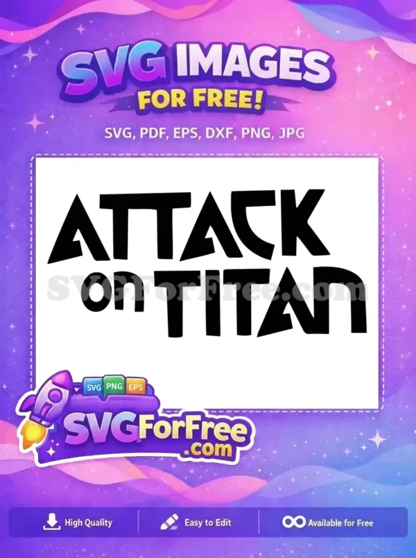 Free Attack on Titan logo SVG, featuring the distinctive bold, fragmented text. Ideal for fans seeking a free vector design for crafts and apparel, offering high-quality results.