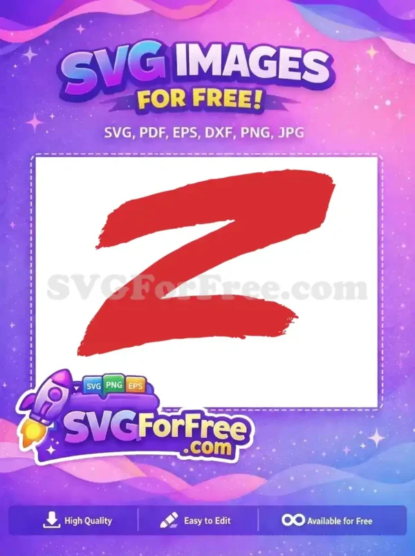 A striking red brushstroke letter 'Z' free design, perfect for bold graphics and dynamic projects. This free design is highly versatile.