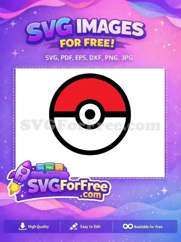 A vibrant free design showcasing the iconic red and white Poke Ball, a must-have free vector graphic for all fans.