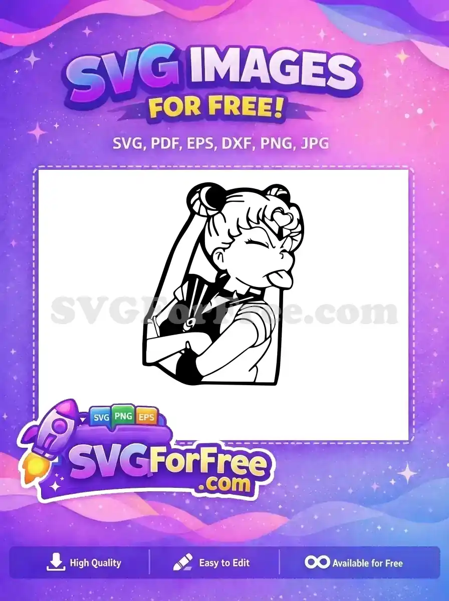 This free design features a sassy anime character, Sailor Moon, playfully sticking her tongue out with crossed arms. Download this free vector!
