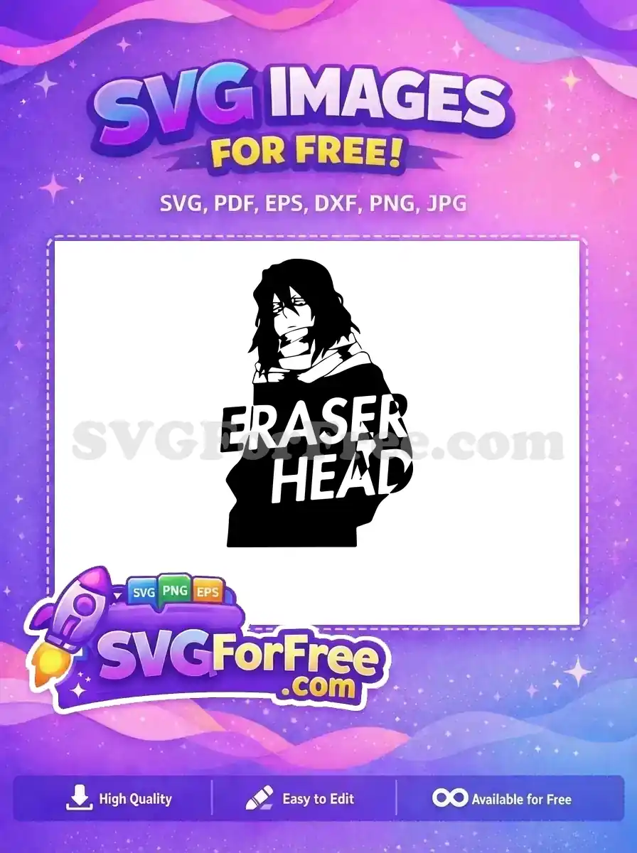 Free Eraser Head SVG featuring Shota Aizawa from My Hero Academia, a cool free design for fans.