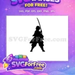 Free Anime Warrior Silhouette Free Katana Wielding Fighter Action Pose Free SVG - Instant Download