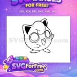 Free Happy Pink Jigglypuff Free Anime Outline Pokemon Free SVG - Instant Download