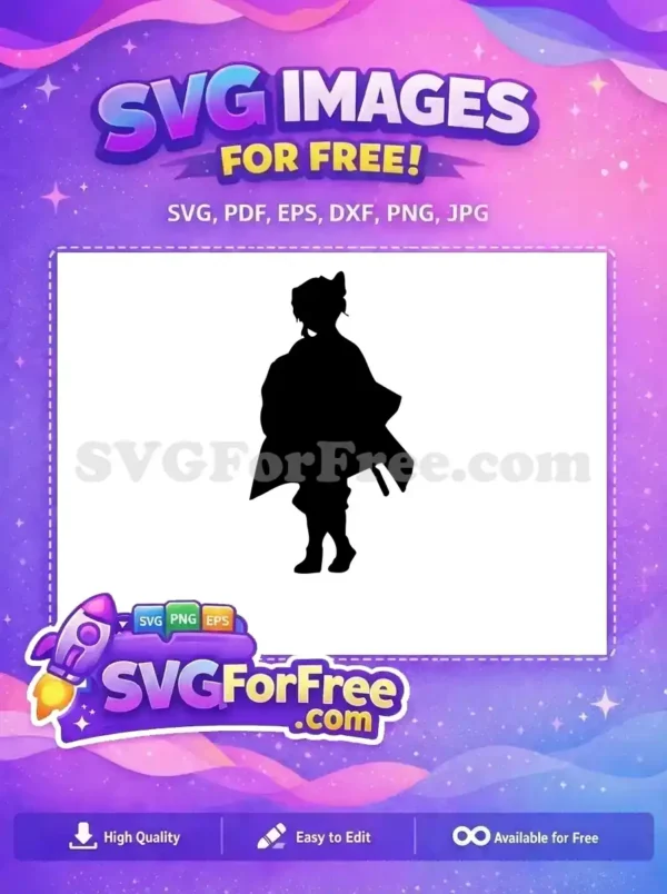 A striking free SVG silhouette of a male anime character in a dynamic pose, perfect for crafts and digital art.