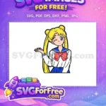 Free Winking Blonde Free Red Bow Uniform Sailor Moon ANIME Free SVG - Instant Download