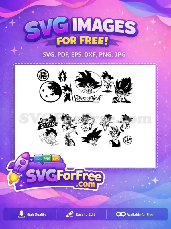 Explore this incredible free design showcasing dynamic Dragon Ball Z characters and symbols. Get creative now!