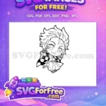 Free Chibi Tanjiro Smiling Free Checkered Haori Demon Slayer ANIME Free SVG - Instant Download