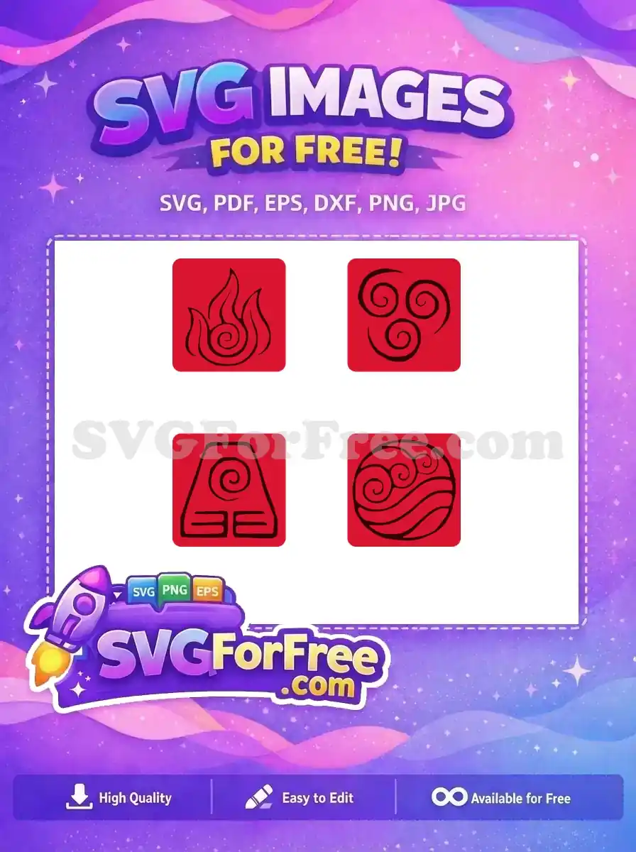 Free firebending symbol design, depicting stylized flames with a central spiral, ideal for any fan project.
