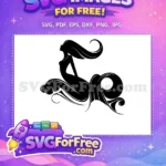 Free flowing hair silhouette Free elegant mermaid design Ariel Disney Free SVG - Instant Download