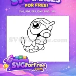 Free Cute Green Caterpie Free Red Antenna Pokémon Anime Outline Free SVG - Instant Download