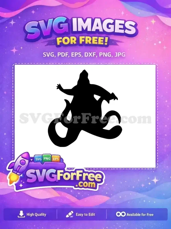 A free dark fantasy silhouette of a sea witch or octopus monster, featuring a hooded figure with flowing tentacles.