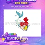 Free Happy Ariel Flounder Free Red Hair Mermaid Free SVG - Instant Download