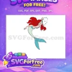 Free Happy Red-haired Ariel Free Sebastian Mistletoe Kiss The Little Mermaid Free SVG - Instant Download
