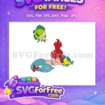 Free Ariel Sleeping Free Flounder Sebastian The Little Mermaid Free SVG - Instant Download