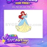 Free Smiling Ariel Free Blue Dress Mermaid Princess Free SVG - Instant Download