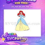 Free Smiling Blue Gown Free Red Hair Gold Earrings Ariel Princess Free SVG - Instant Download