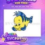 Free Happy Yellow Flounder Free Blue Striped Fins Ariel Mermaid Free SVG - Instant Download