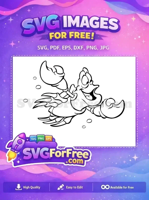 A vibrant free design showcasing a happy cartoon crab with large claws, perfect for any fun, free crafting project. Get this free vector now!