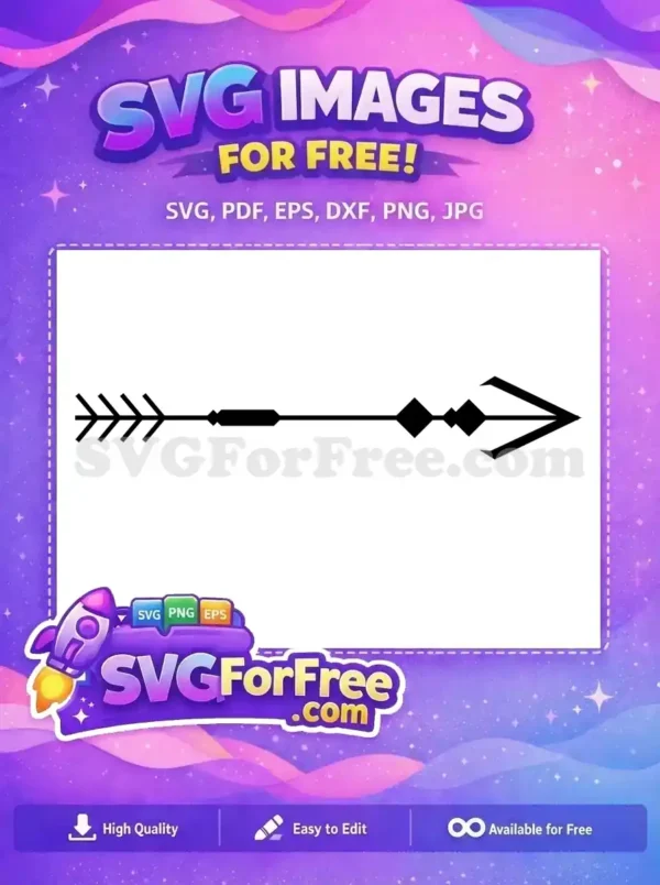 A striking free arrow design, featuring unique fletching, a geometric shaft, and a bold, stylized arrowhead. Perfect for various creative projects.