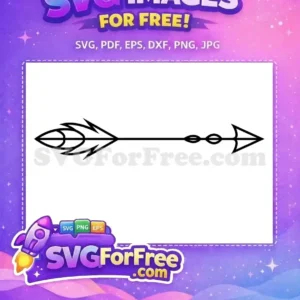 Free Stylized Arrow SVG Design – Unique Vector Graphic A striking free arrow SVG design featuring a stylized fletching, decorative shaft, and sharp arrowhead. A versatile free graphic.