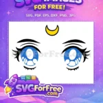 Free Sparkling Blue Eyes Free Golden Crescent Sailor Moon Anime Free SVG - Instant Download
