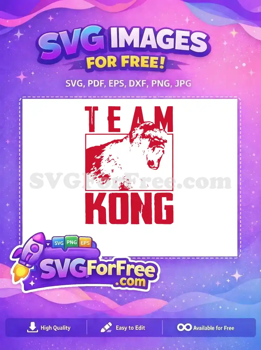 Free Team Kong SVG design featuring a distressed red gorilla head and bold text, ideal for powerful projects.