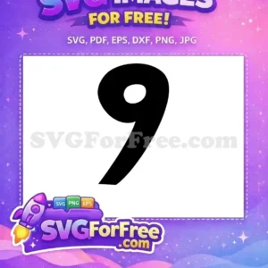 A crisp, black numeral 9 free SVG, ideal for digital and print projects. This versatile free design enhances any creative work instantly.