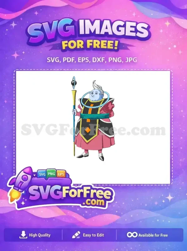 Free Whis SVG design, a divine anime character vector art, perfect for fans. This free design is highly detailed and ready for your creative projects.