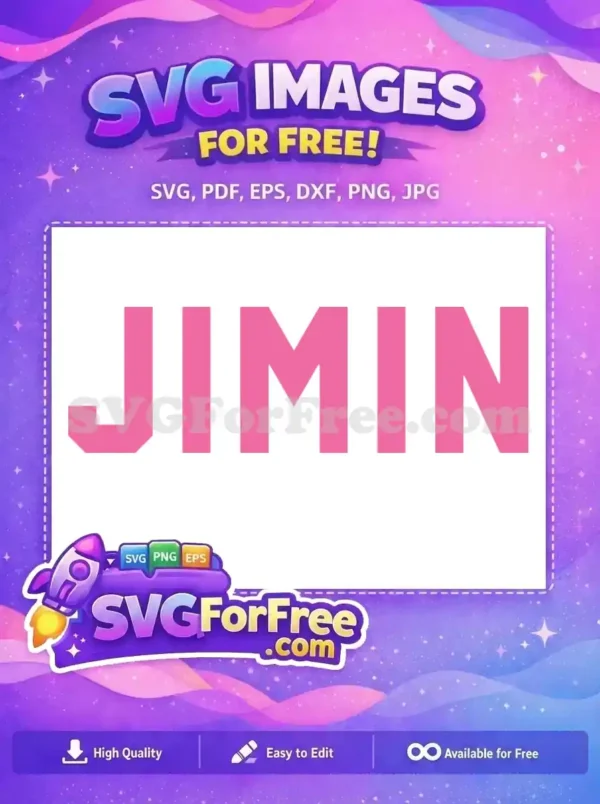 A vibrant pink 'JIMIN' text, a free SVG design. Perfect for K-pop fan crafts and apparel. Get your free file!