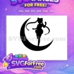 Free Sailor Moon Free Black Silhouette Crescent Moon Free SVG - Instant Download
