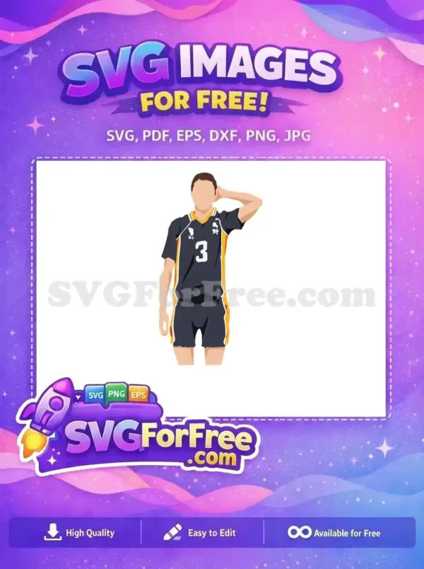 Free Kageyama Tobio Haikyuu!! SVG – Volleyball Player Design Download this free vector illustration of Kageyama Tobio, the anime volleyball player in his Karasuno uniform number 3, ready for free use.