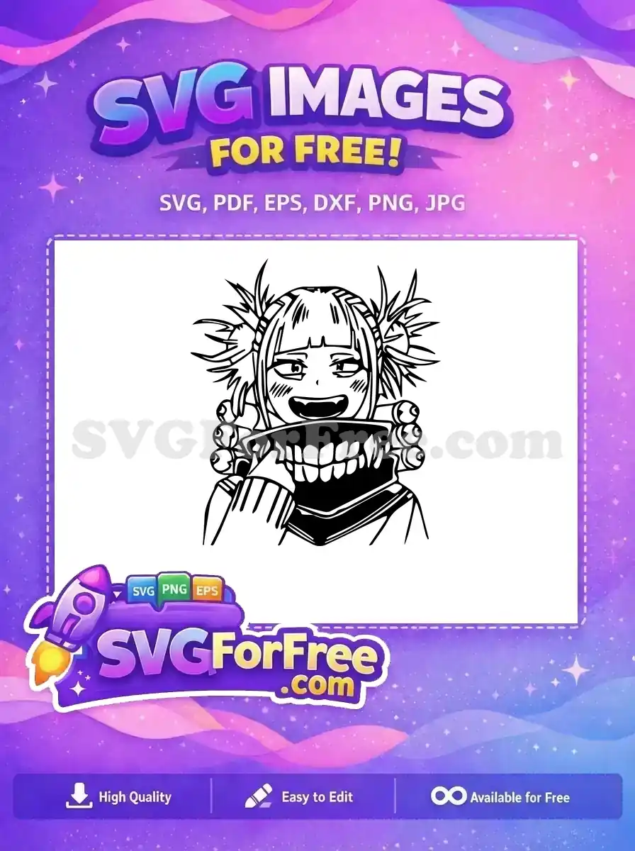 A striking free anime character SVG featuring a mischievous grin and detailed spiky hair, perfect for fans. Download this free design for crafts.