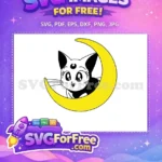 Free Happy Black Cat Free Yellow Moon Sailor Moon ANIME Free SVG - Instant Download