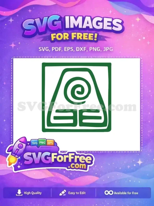 Iconic free Earthbending symbol from Avatar, a bold green design on white, perfect for crafting and fan art projects.