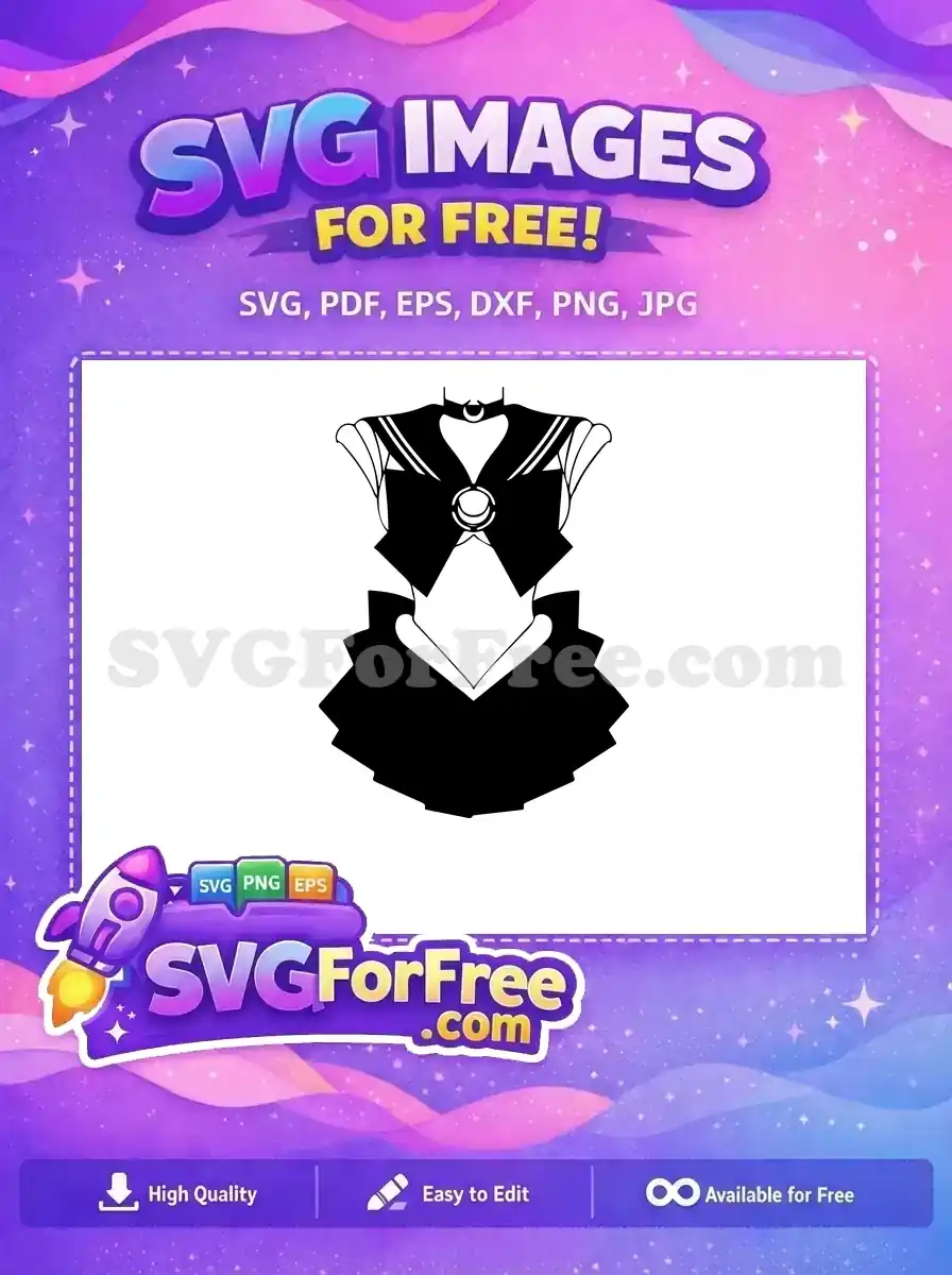 Free SVG of a classic anime-inspired sailor uniform, featuring a bow, collar, and skirt. Perfect for crafts!