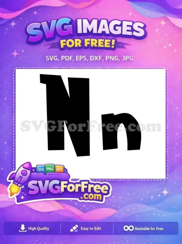 Free Bold N Letter Design – Creative Alphabet SVG A bold, angular uppercase 'N' free design, perfect for dynamic branding and creative projects. Download this free SVG today!