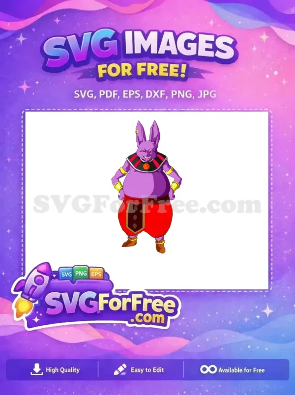 A free design of Champa, the purple God of Destruction from Dragon Ball Super, ready for your creative projects.